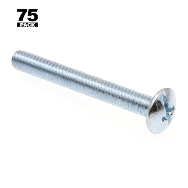 Machine Screws, Truss Head, Phillips/Slotted, #8-32 X 1-3/8in, Zinc Plated Steel, 75PK